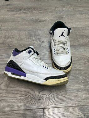 Nike Air Jordan 3 Retro Dark Iris White Purple Sneakers Size 6Y DM0967-105